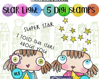 Starlight - 5 digi stamp bundle in jpg and png files