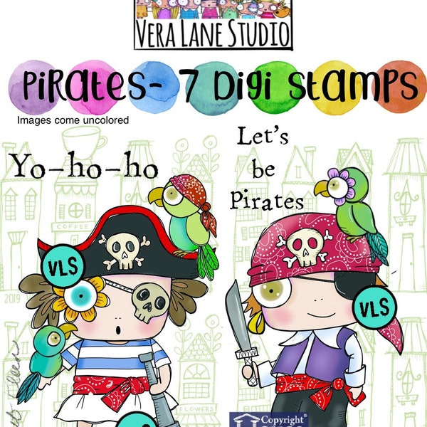 Pirates - Lot de 8 tampons digitaux