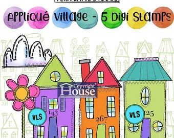 Appliqué Village - 5 digi stamps