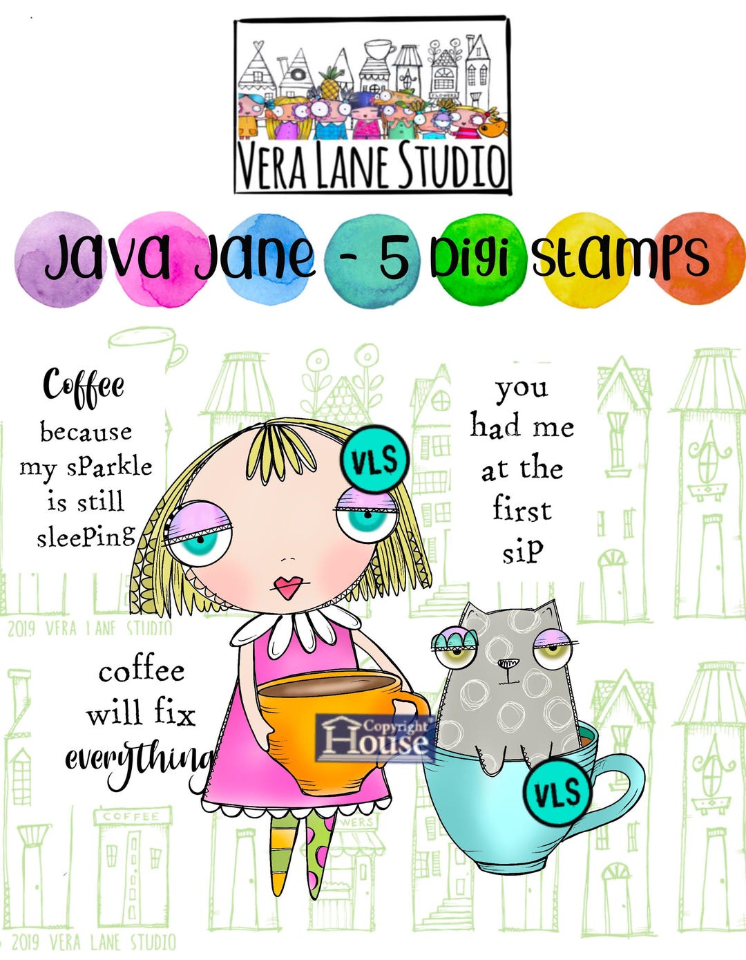 Java Jane Swag Java Jane Coffee Themed Digital Stamp Set, Printable Original Art for ...