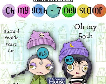 Oh my goth - 7 Digi stamps in jpg and png files