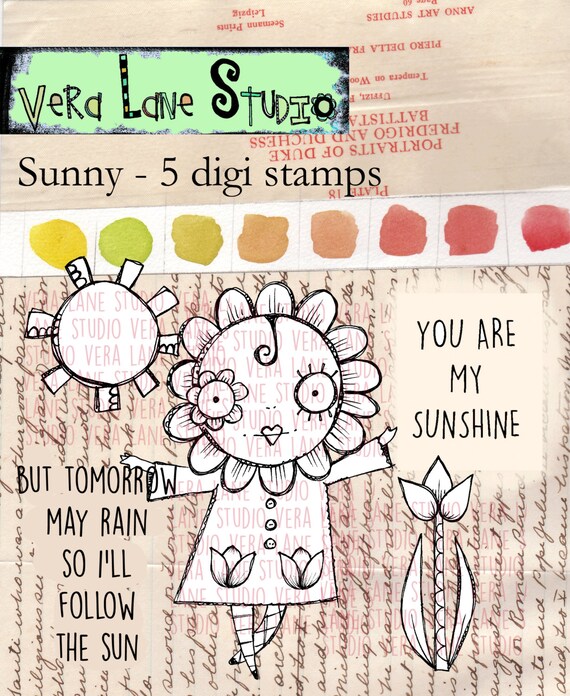 Sunny 5 Digi Stamps Etsy