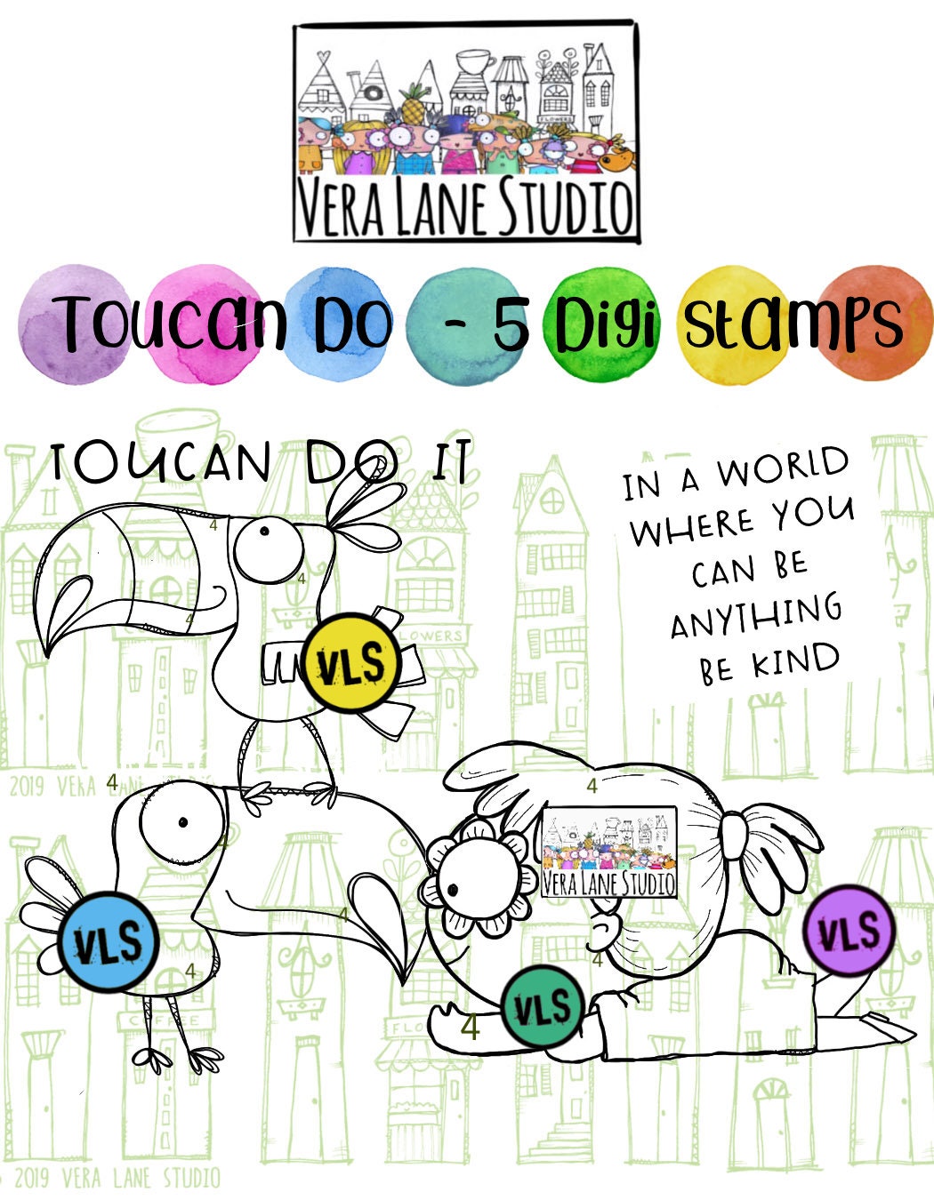 Toucan Do - 5 digi stamp bundle in jpg and png files