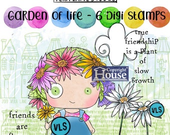 Garden of life  - 6 Digi stamp bundle in jpg and png files