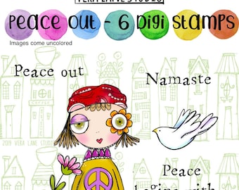 Peace Out - 6 Digi stamp bundle in jpg and png files