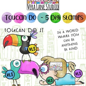 Toucan Do - 5 digi stamp bundle in jpg and png files