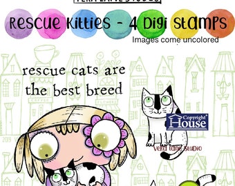 Rescue Kitties  -  4 Digi stamp bundle