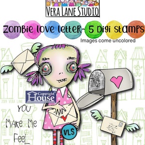 Zombie Love Letter - 5 Digi Stempel in jpg und png Dateien