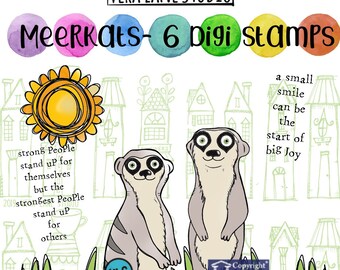 Meerkats - 6 Digi stamp bundle in jpg and png files