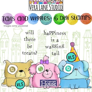 Tails and Wiggles: paquete de 6 sellos digitales en archivos jpg y png