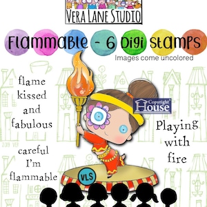 Inflammable - Lot de 6 tampons Digi au format jpg et png