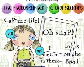 Photographer digi stamp set - six image set for personal paper crafting available in instant download.