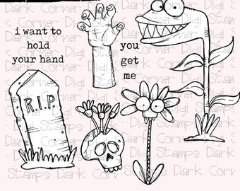 Zombie Accessory Pack - 8 digi stamp set in jpg and png files
