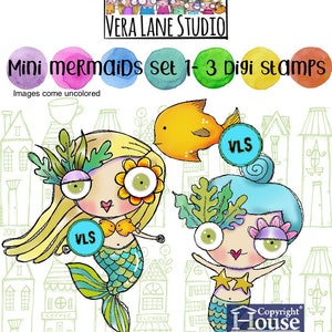 Mini Mermaids Set 1 - 3 digi stamps