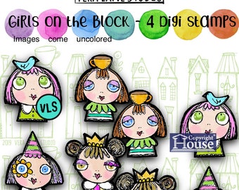 The girls on the block - 4 digi stamp bundle for planner clips and more