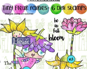 Tiny Fleur Fairies -- 6 digi stamp bundle