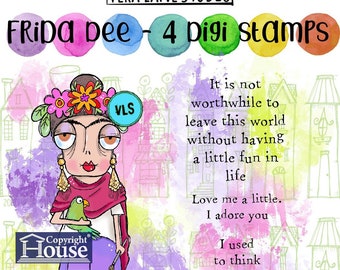 Frida Dee - 4 Digi stamp bundle  in jpg and png files