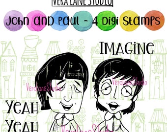 John and Paul - the Beatles - 4 digi stamp set