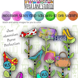 Blooming Soles and Satchels - Lot de tampons numériques au format jpg et png