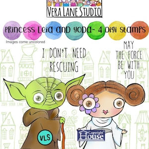 Princess Leia and Yoda - 4 digi stamps