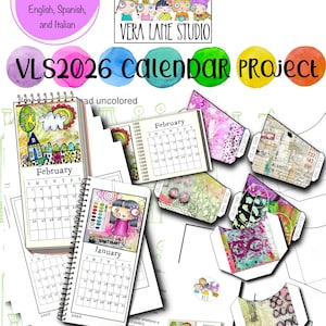 May include: A calendar project kit with the text "VLS2026 Calendar Project" and "Instructions in French, German, English, Spanish, and Italian." The kit includes calendar pages, decorative elements, and a spiral-bound calendar.