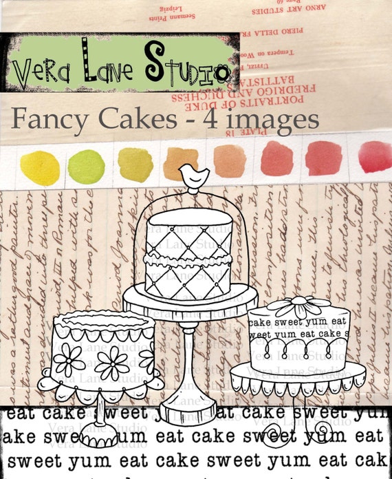 Items similar to Fancy Cakes digi stamps, on Etsy