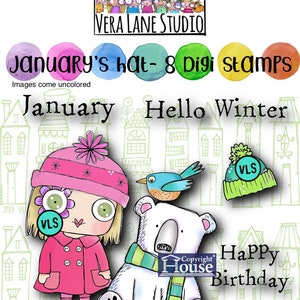 Januarys Hat 8 Digi stamp bundle in jpg and png files be 画像 1