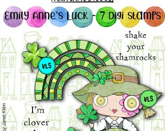 Emily Anne’s Luck -  7 Digi stamp bundle in jpg and png files