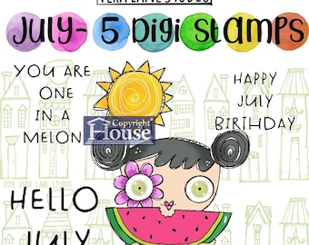 July - 5 Digi stamp set