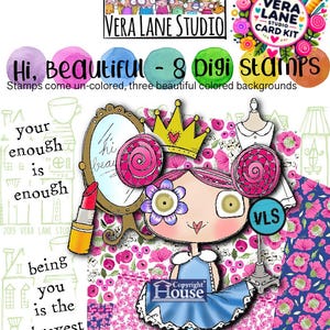 Hi Beautiful - Kit de 8 tampons, 3 fonds colorés