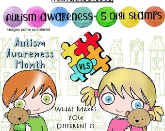 Autism Awareness - 5 digi stamps