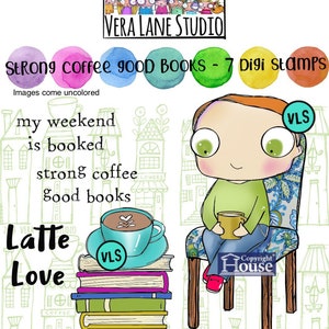 Strong Coffee Good Books  - 7 digi stamp bundle