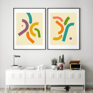 2 impresiones abstractas minimalistas coloridas (impresiones artísticas Giclée y lienzo enrollado) REACH 2,3 (8x10 12x16 16x20 18x24 24x32 A1 A2 A3 A4) Sin marco