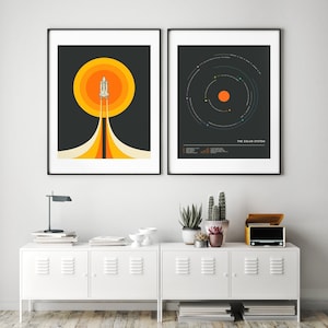 2 Space Travel Posters (Giclée Fine Art Prints & Rolled Canvas) Solar System and Shuttle (8x10 12x16 16x20 18x24 24x32) Unframed