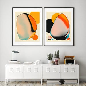 2 impressões abstratas (impressões artísticas giclée e tela enrolada) COSMIC FRUIT (8x10 12x16 16x20 18x24 24x32 A1 A2 A3 A4) sem moldura