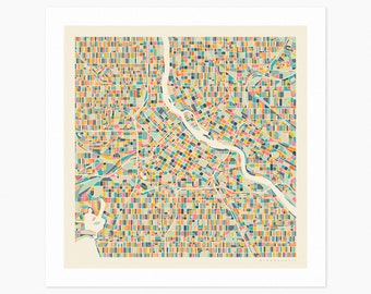 2023 MINNEAPOLIS (Giclée Fine Art Print) City Street Map (10x10 12x12 16x16 24x24 28x28 30x30) Rolled, Stretched or Framed