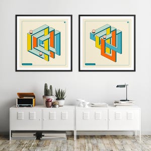 Unmögliche geometrische Formen, optische Täuschung Pop Art (Giclée Fine Art Prints)