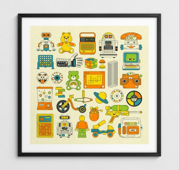 RETRO TOYS, 1980's Nostalgic Pop Art (Giclée Fine Art Print)