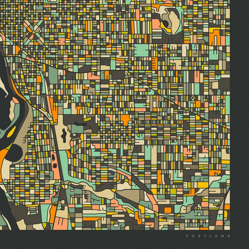 PORTLAND MAP giclée Fine Art Print or Photo Paper Print City Etsy