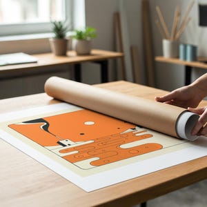 ORANGE RIVER, Minimalist Modern-Retro Landscape Illustration (Giclée Fine Art Print) image 6