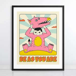 Sii come sei (stampa giclée fine art su carta o tela) Pop art ispiratrice per bambini (con o senza cornice)