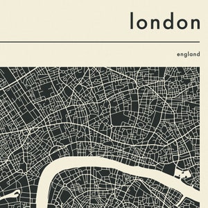 LONDON MAP Giclée Fine Art Print Minimalist City Street Map 8x10 12x16 16x20 18x24 24x32 A1 A2 A3 A4 Rolled, Stretched or Framed image 4