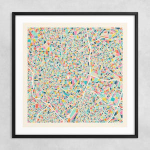 MADRID KARTE (Giclée Druck auf Papier oder Leinwand) Moderne Stadtkarte Straßenkarte von Jazzberry Blue (Gerahmt oder Ungerahmt) Serie 2