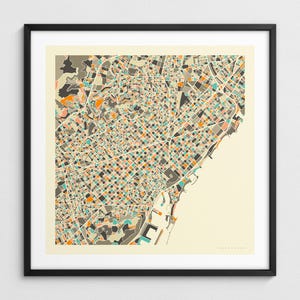 BARCELONA MAP (Giclée Fine Art Print) Minimalist City Street Map (Series 1)