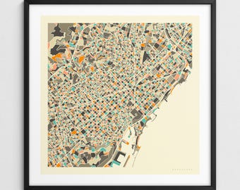 BARCELONA MAP (Giclée Fine Art Print) Minimalist City Street Map (Series 1)