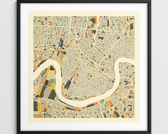 NEW ORLEANS MAP (Giclée Fine Art Print) Minimalist City Street Map (Series 1)