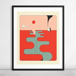 LIMBO 7 (Giclée Fine Art Druck auf Papier oder Leinwand) Minimalistische geometrische Landschaftsillustration von Jazzberry Blue (Gerahmt oder Ungerahmt)