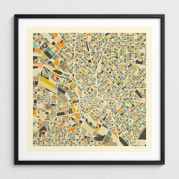 DALLAS MAP (Giclée Fine Art Print) Minimalist City Street Map (Series 1)