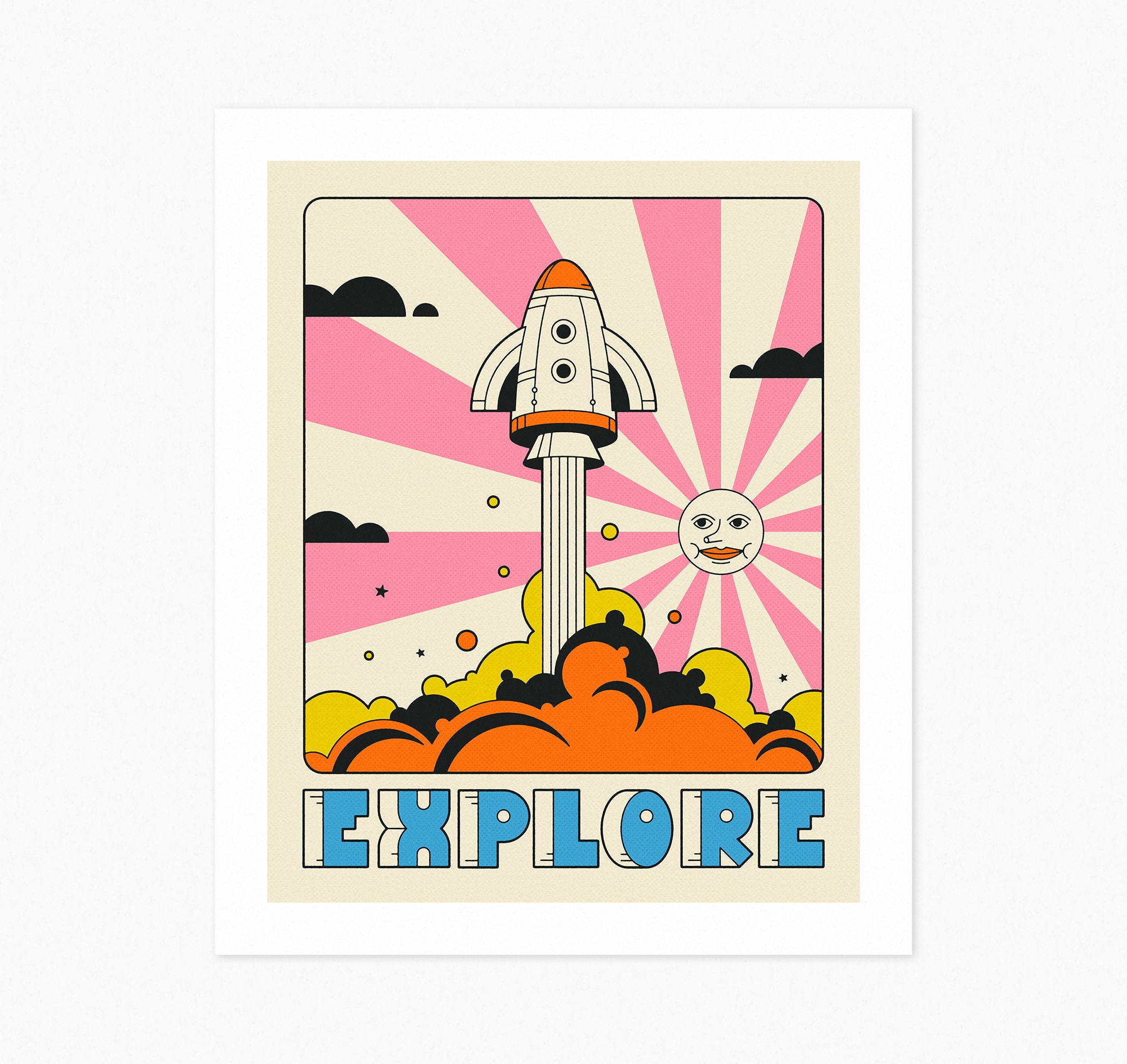 EXPLORE giclée Fine Art Print Space Travel Pop Art 8x10 12x16