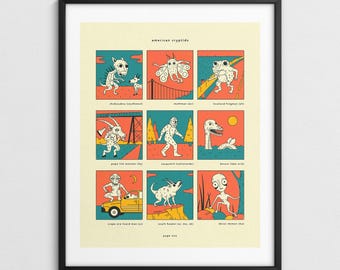 AMERICAN CRYPTIDS, Cryptozoology Pop Art Poster (Giclée Fine Art Print) Page 1